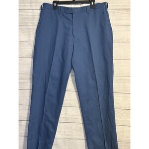 Stacy Adams Men's Linen Blend Dress Pants 38x30 Blue Flat Front